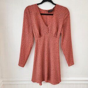 The Fifth Label Polka Dot Long Sleeve Mini Dress Coral Orange Women's 4